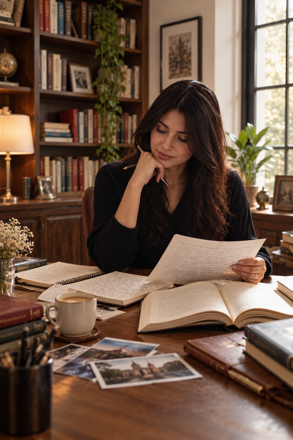 Author working on a manuscript